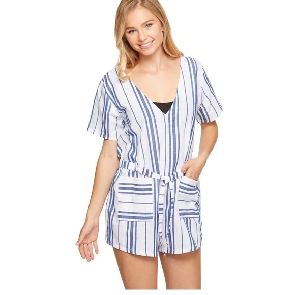 {Salt + Jade} Striped romper cover up - Picture 2 of 3